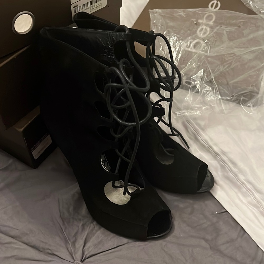 Black bebe suede booties